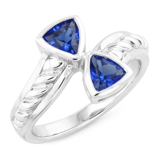 Anello di pietre preziose Trilioni di castoni incastonati in zaffiro blu 1 carato in stile corda