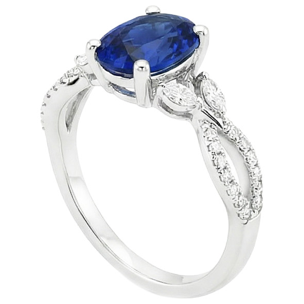 Anello di pietre preziose con accenti di diamante zaffiro blu 4 carati