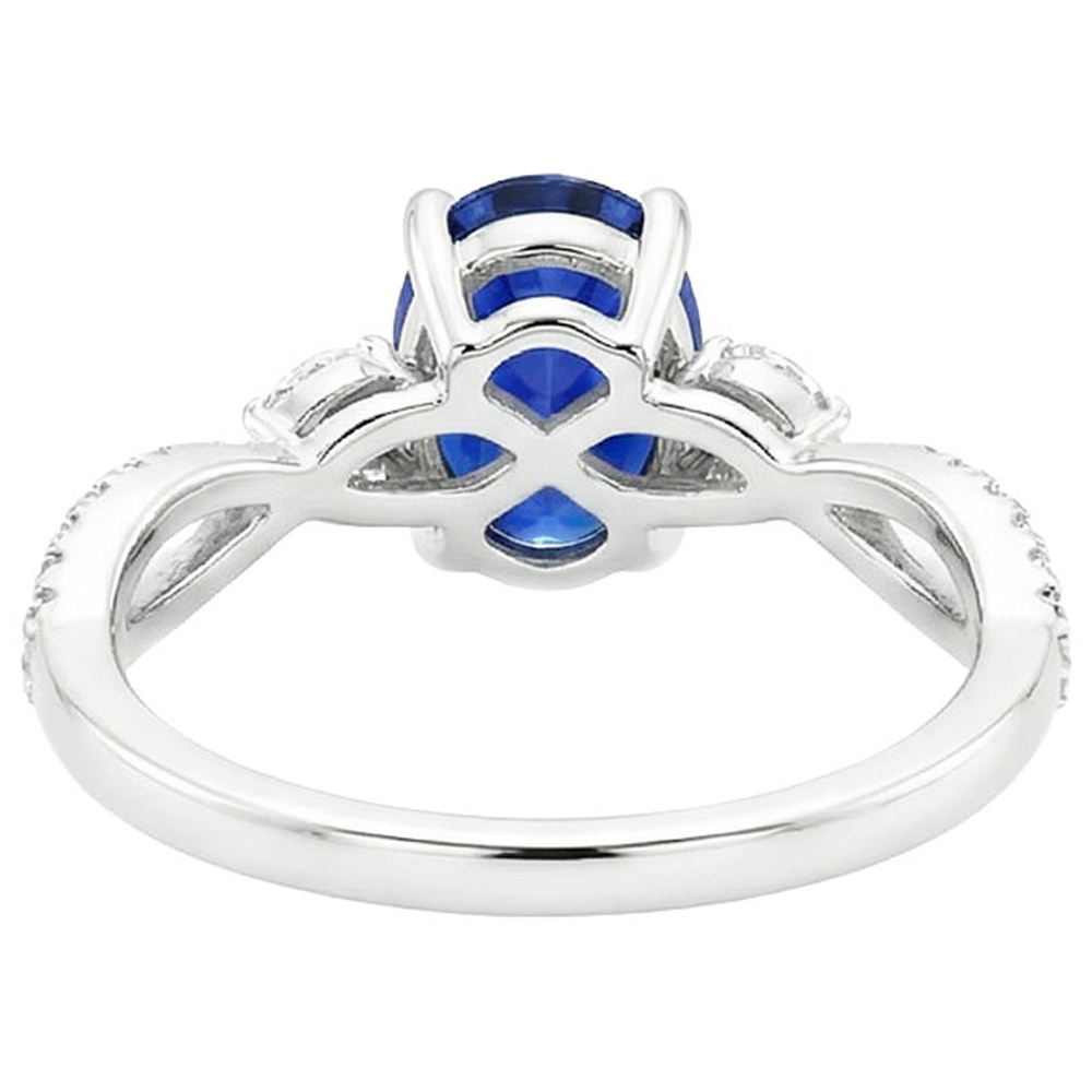 Anello di pietre preziose con accenti di diamante zaffiro blu 4 carati