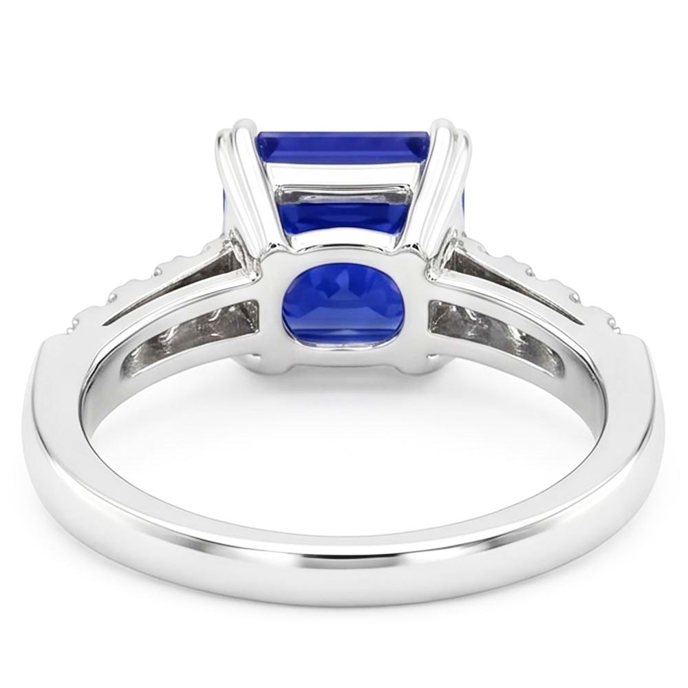 Anello di pietre preziose con zaffiro blu brillante incastonato diamanti 2.50 carati