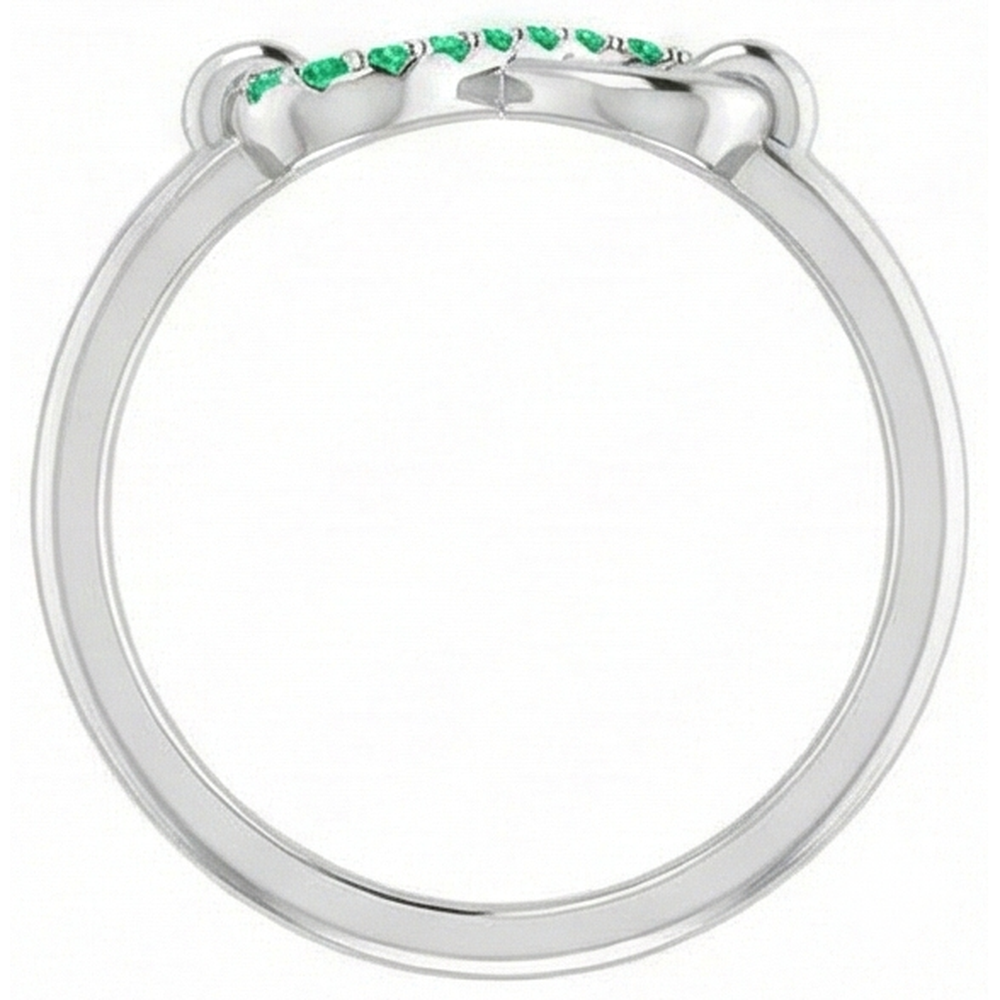 Anello di promessa rotondo con smeraldo verde infinito, oro bianco 14k da 1 carato
