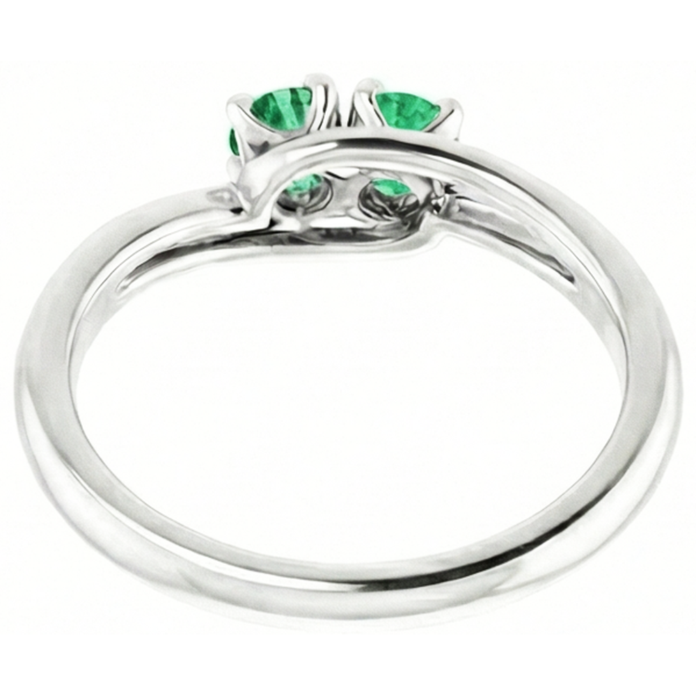 Anello di regolazione bypass con smeraldo verde rotondo 1.60 carati in oro bianco 14K