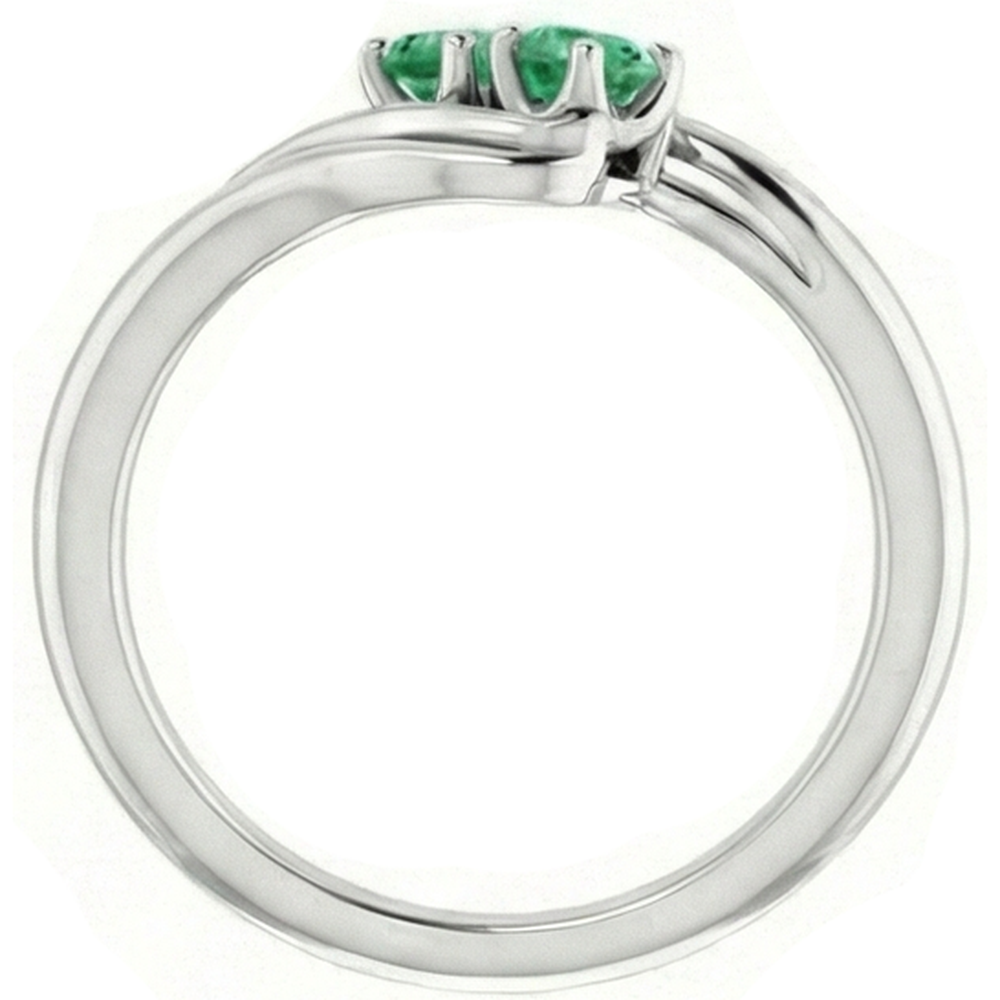 Anello di regolazione bypass con smeraldo verde rotondo 1.60 carati in oro bianco 14K