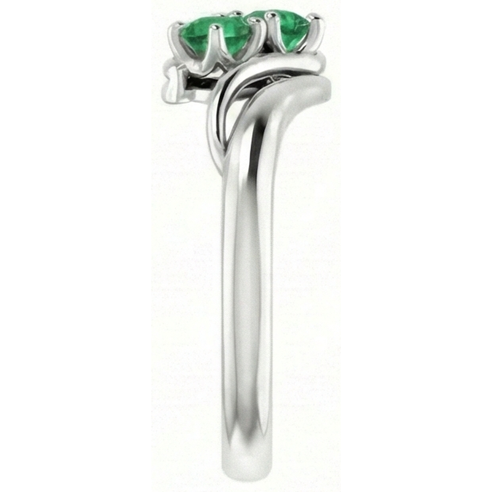 Anello di regolazione bypass con smeraldo verde rotondo 1.60 carati in oro bianco 14K