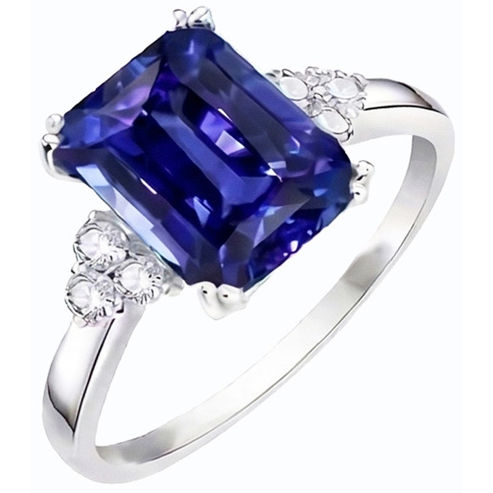 Anello di smeraldo con diamante blu intenso con zaffiro 3 carati in oro 14K