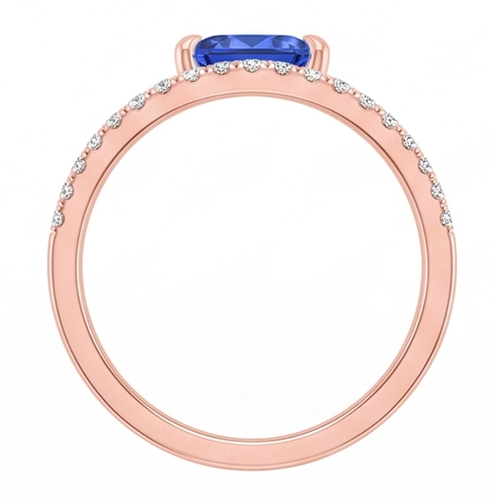 Anello di trilioni di pietre preziose con zaffiro blu, diamanti da 1,50 carati con oro bianco 14K