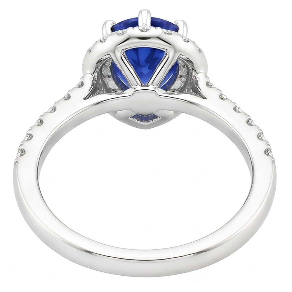 Anello donna Halo Diamond Ring Pera Zaffiro Blu & Accenti 5.25 Carati