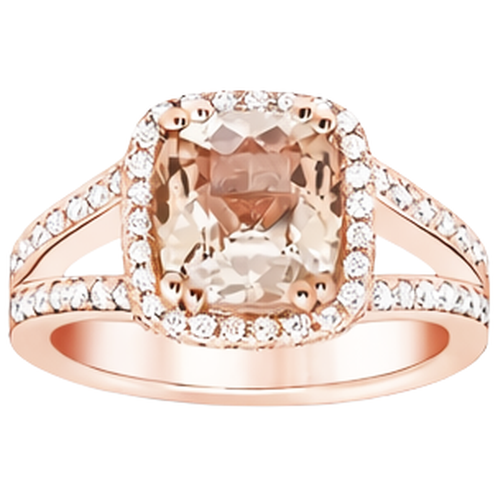 Anello fantasia con Morganite e diamanti da 16.75 ct in oro rosa 14K