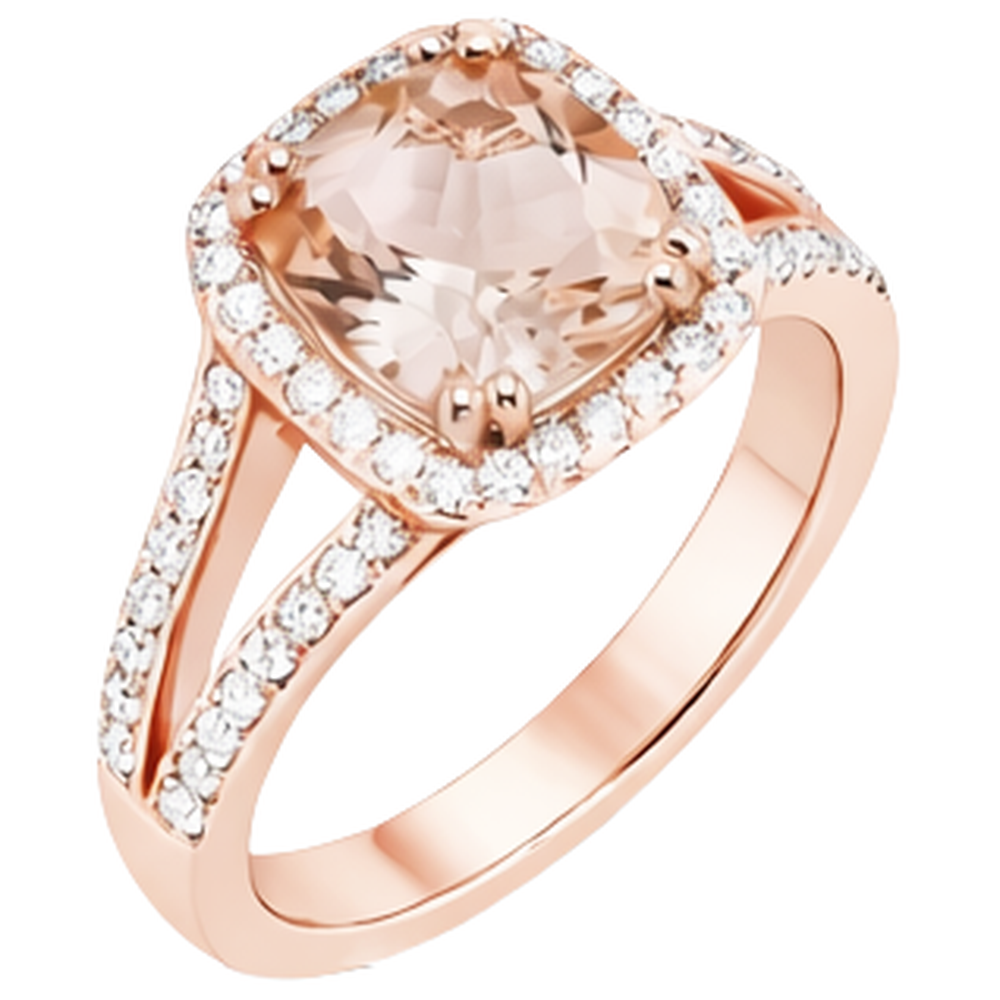 Anello fantasia con Morganite e diamanti da 16.75 ct in oro rosa 14K