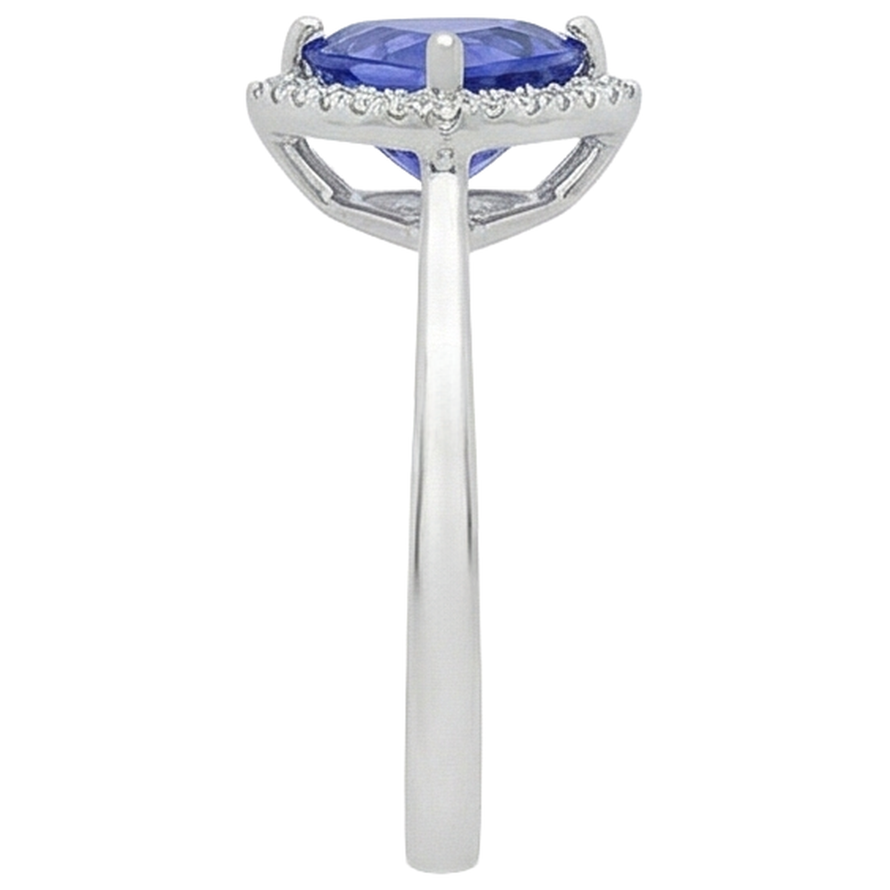 Anello fantasia con tanzanite da 1.50 carati e diamante rotondo in oro bianco 14K
