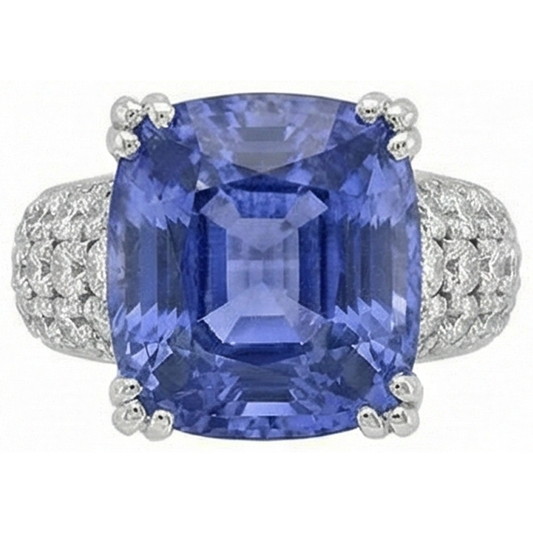 Anello fantasia cuscino tanzanite e diamanti tondi 7.50 carati Novità