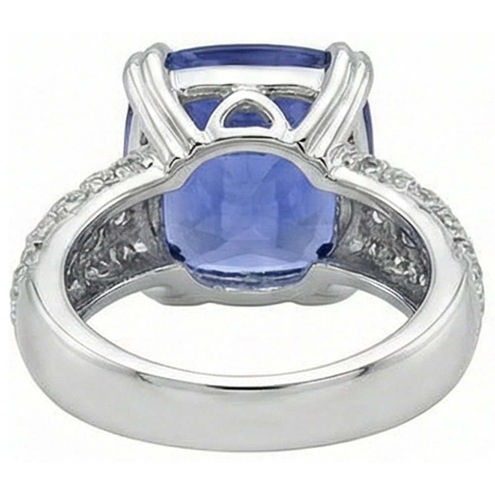 Anello fantasia cuscino tanzanite e diamanti tondi 7.50 carati Novità