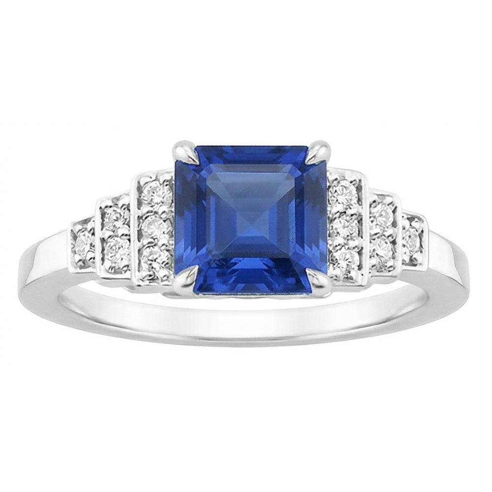 Anello fantasia diamante Asscher taglio zaffiro gemma 3 carati griffe set