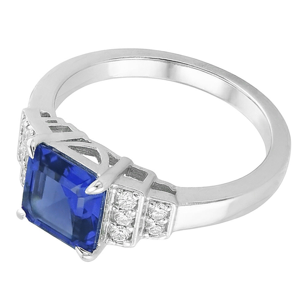 Anello fantasia diamante Asscher taglio zaffiro gemma 3 carati griffe set