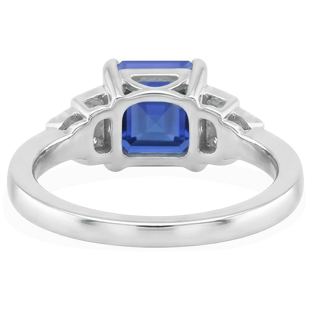 Anello fantasia diamante Asscher taglio zaffiro gemma 3 carati griffe set