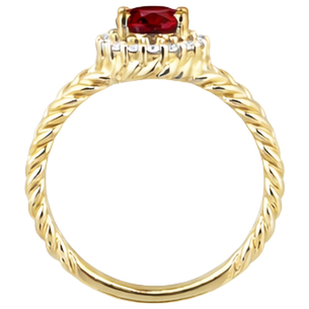 Anello fantasia diamante rotondo e rubino ovale 1.25 carati oro giallo 14K