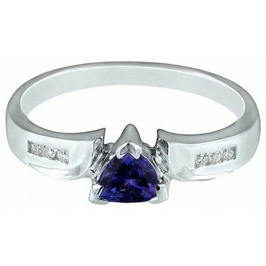 vero trillion tanzanite 1.75carati anello angolo laterale