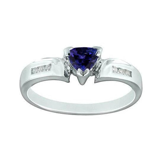 Anello fantasia in oro bianco 14 carati con diamanti tanzanite AAA da 1.75 carati trilioni - harrychadent.it