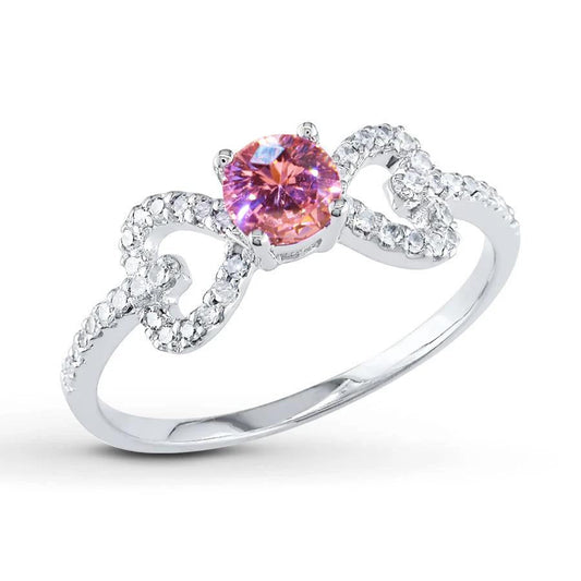 Anello fantasia in oro bianco 14 kt con zaffiri rosa e diamanti a taglio rotondo da 3 ct - harrychadent.it