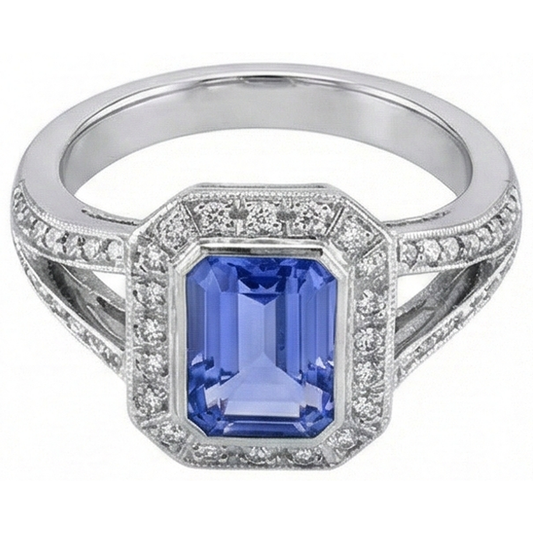 Anello fantasia tanzanite smeraldo e diamanti 5.36 carati Nuovo