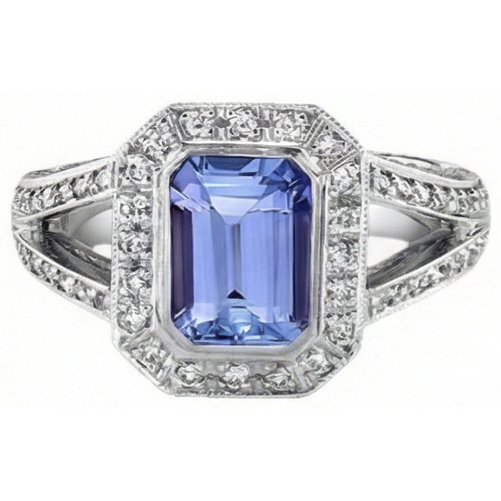 Anello fantasia tanzanite smeraldo e diamanti 5.36 carati Nuovo