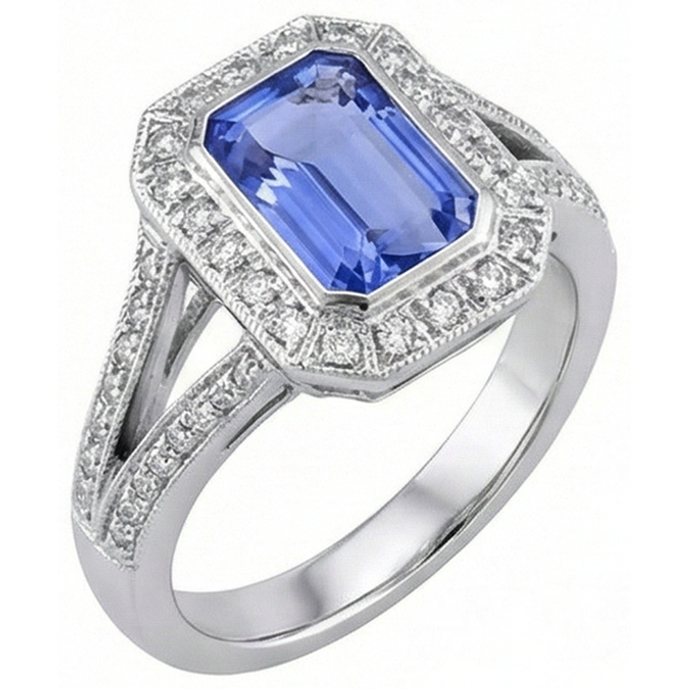 Anello fantasia tanzanite smeraldo e diamanti 5.36 carati Nuovo