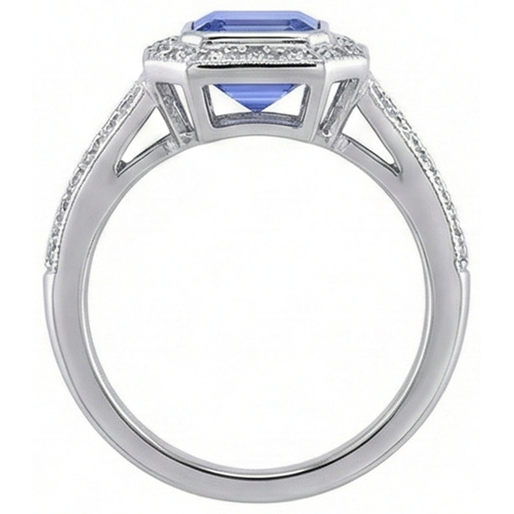 Anello fantasia tanzanite smeraldo e diamanti 5.36 carati Nuovo