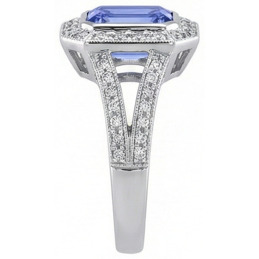Anello fantasia tanzanite smeraldo e diamanti 5.36 carati Nuovo