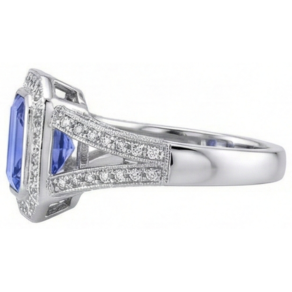Anello fantasia tanzanite smeraldo e diamanti 5.36 carati Nuovo