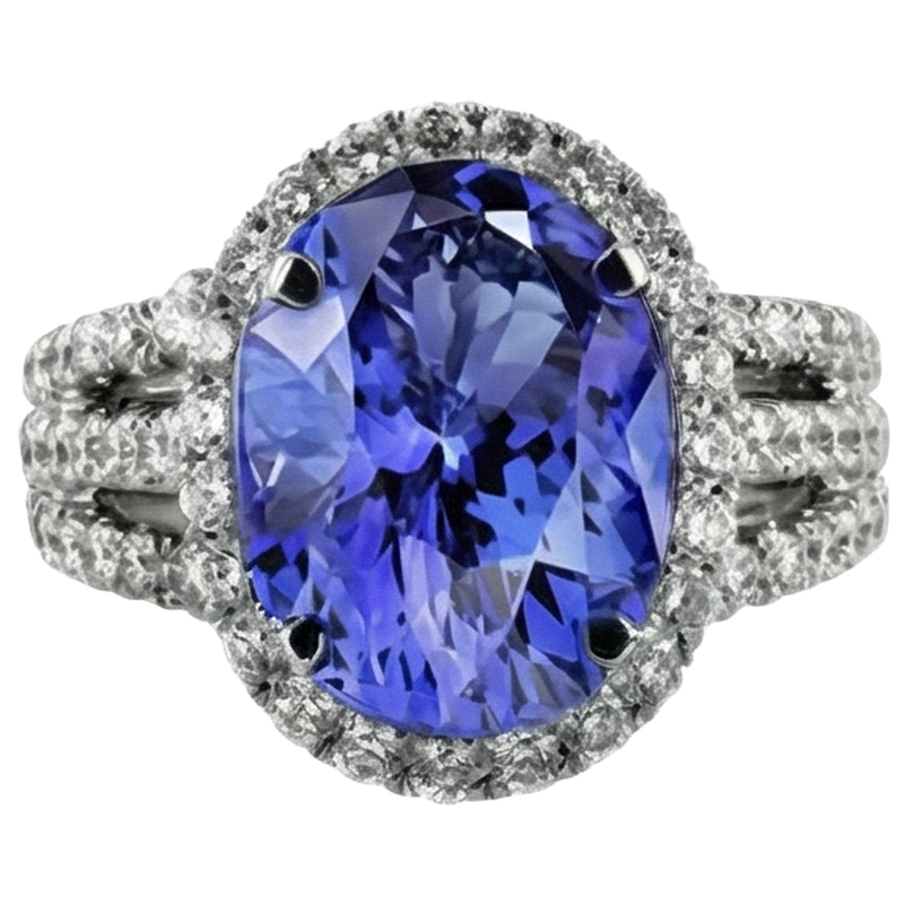 vero round tanzanite 6.70carati anello angolo laterale