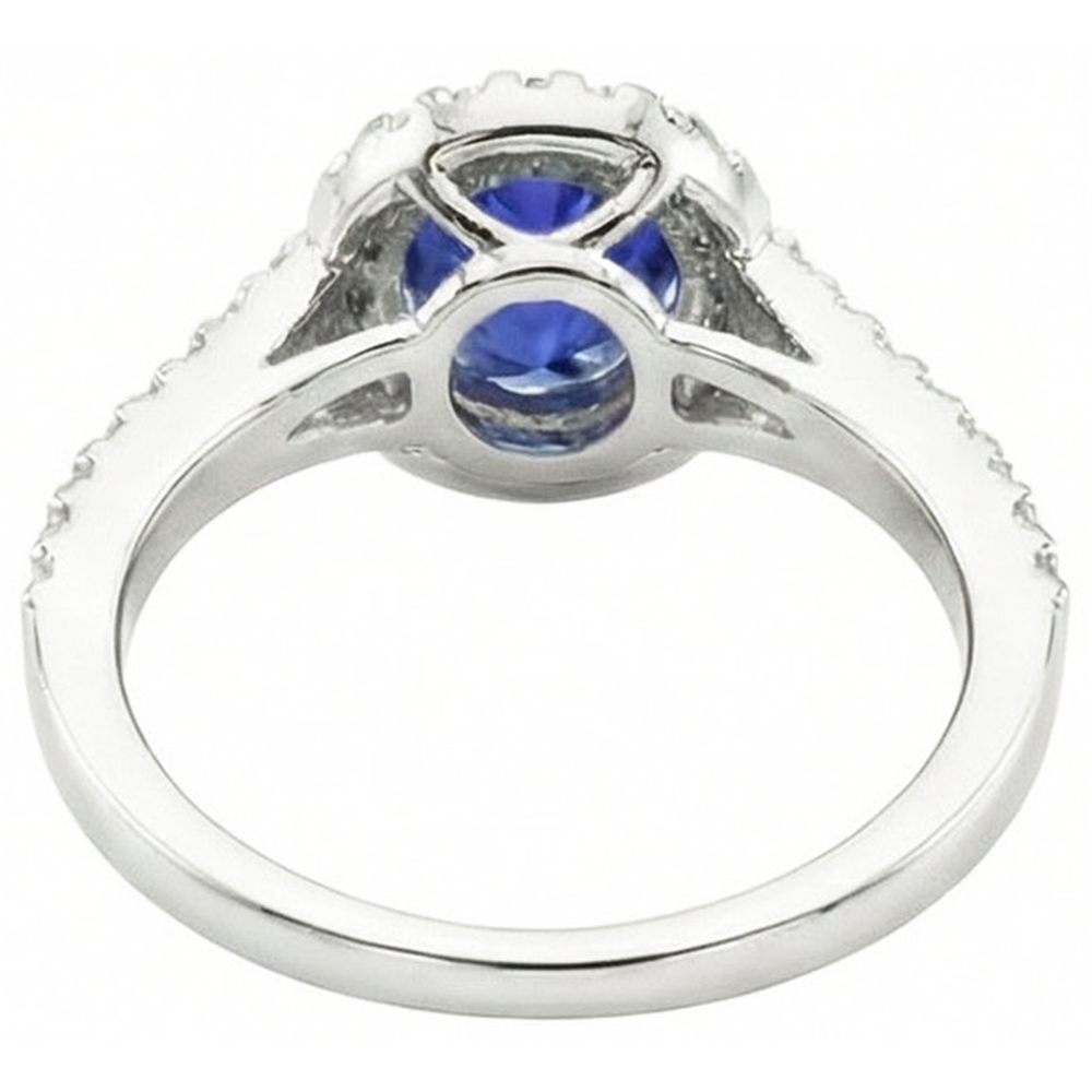 Anello impilabile con zaffiro dello Sri Lanka da 2,50 carati e diamanti in oro bianco 14K