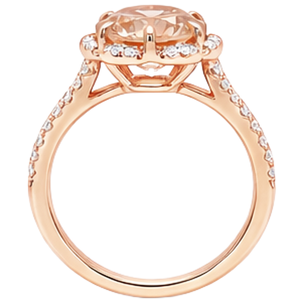 Anello in Morganite e diamanti a taglio rotondo da 15.25 carati in oro rosa 14K