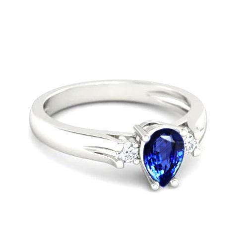 Anello in oro 14 kt con zaffiro dello Sri Lanka e diamanti rotondi taglio pera da 1.70 ct - harrychadent.it