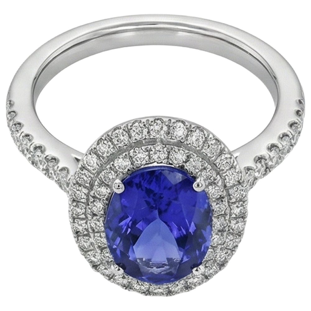 Anello in oro bianco 14 carati 7.25 carati con tanzanite e diamanti