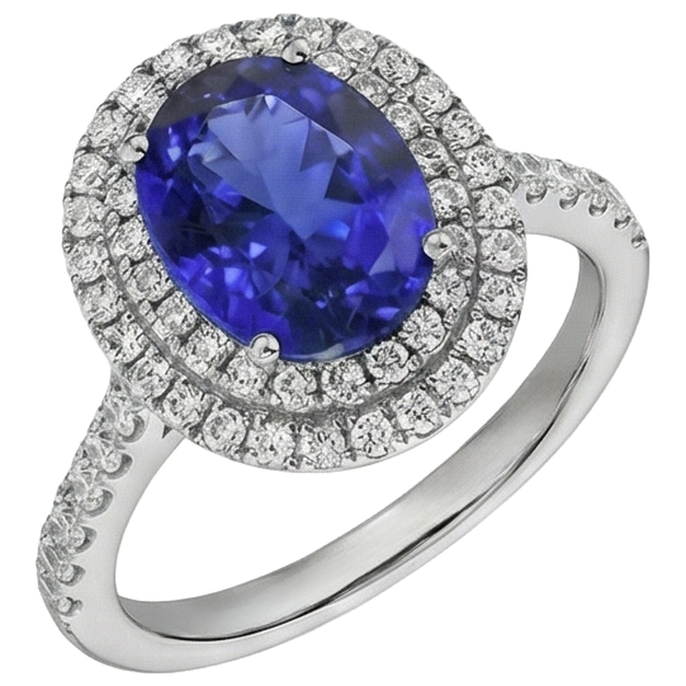 Anello in oro bianco 14 carati 7.25 carati con tanzanite e diamanti