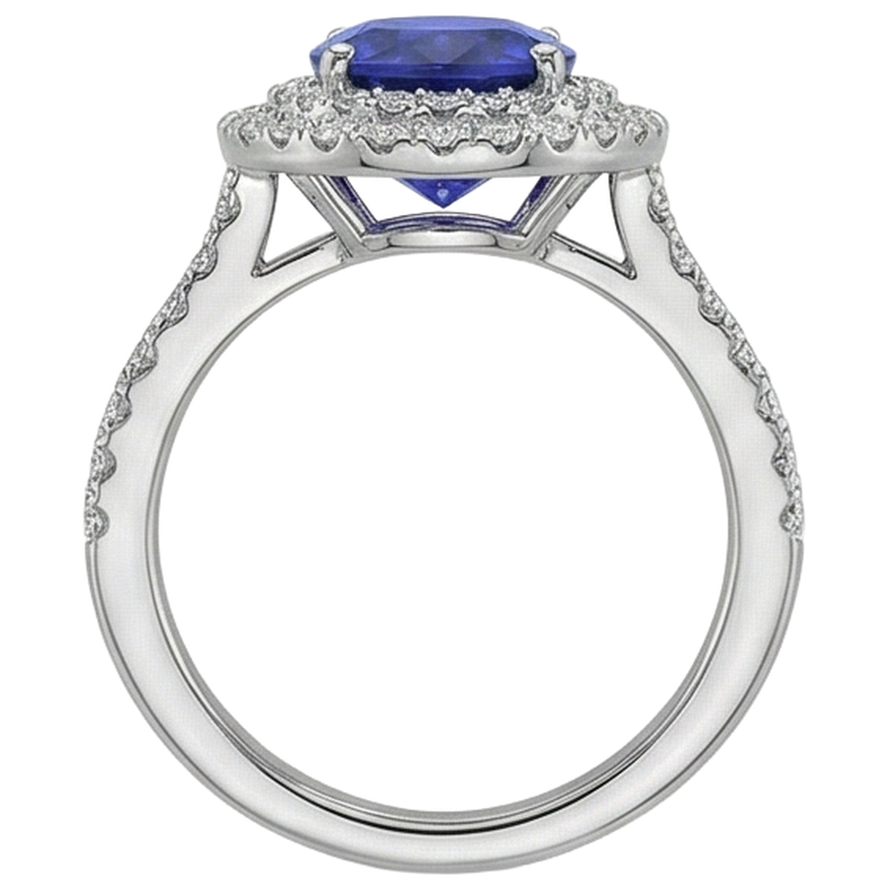 Anello in oro bianco 14 carati 7.25 carati con tanzanite e diamanti