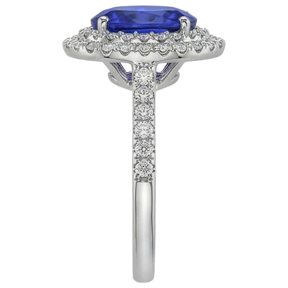 Anello in oro bianco 14 carati 7.25 carati con tanzanite e diamanti