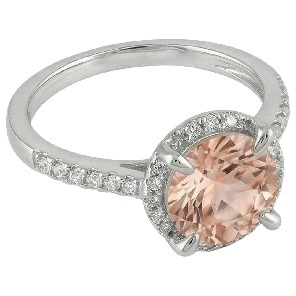 Anello in oro bianco 14 carati con Morganite e diamanti da 9.75 carati