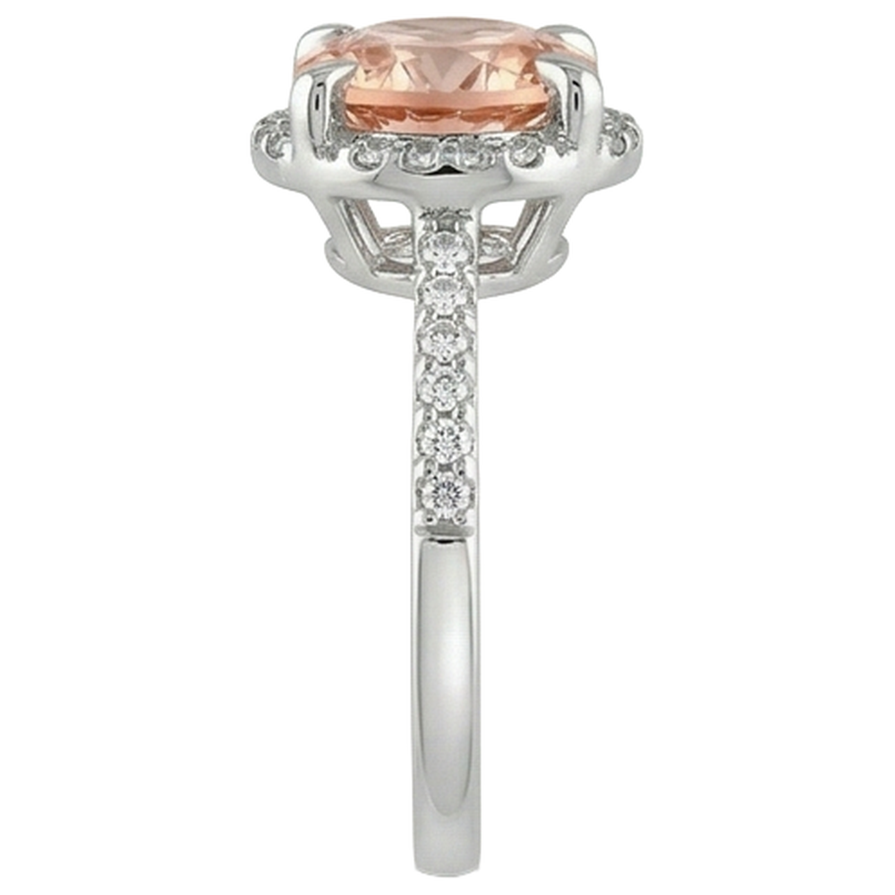 Anello in oro bianco 14 carati con Morganite e diamanti da 9.75 carati