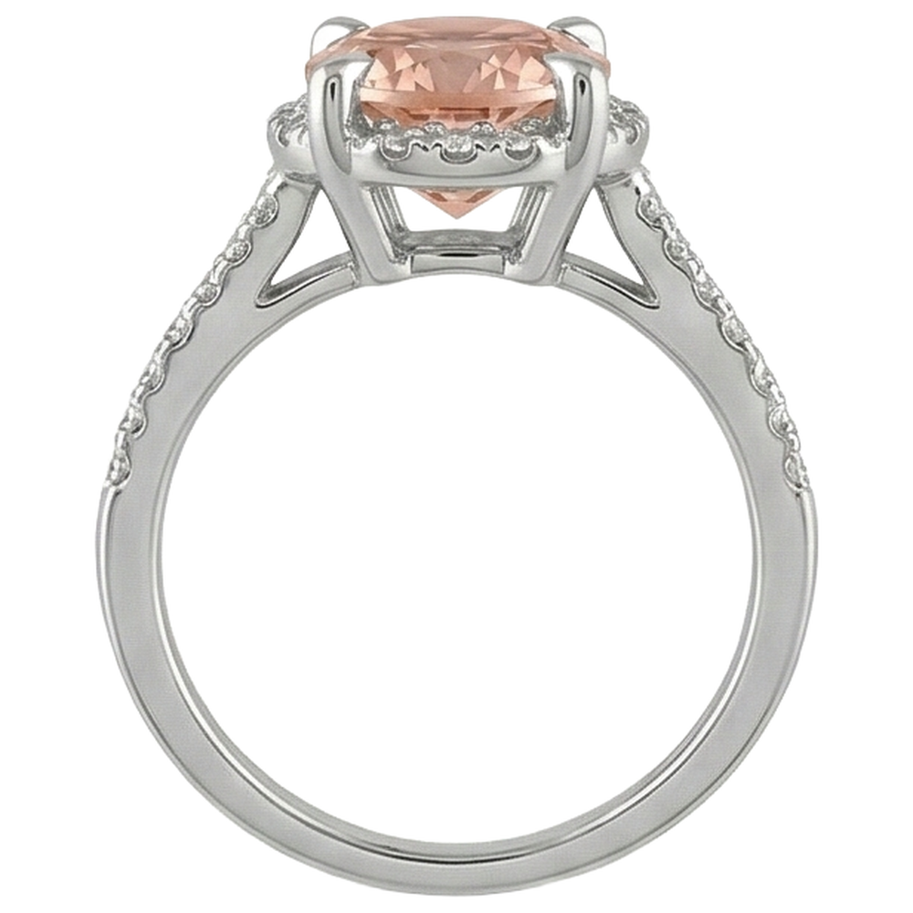 Anello in oro bianco 14 carati con Morganite e diamanti da 9.75 carati