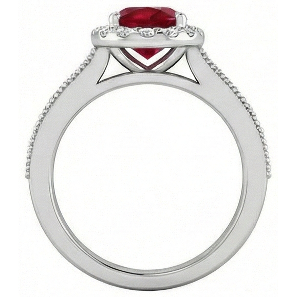 Anello in oro bianco 14 carati con rubino rosso da 4.60 carati con diamanti