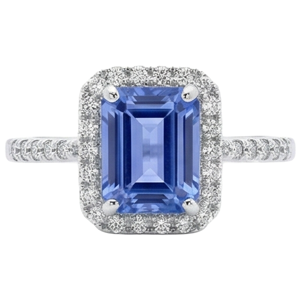 Anello in oro bianco 14 carati con tanzanite e diamanti incastonati 5.80 ct