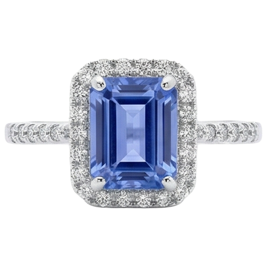 Anello in oro bianco 14 carati con tanzanite e diamanti incastonati 5.80 ct