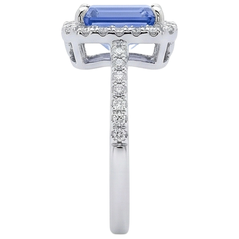 Anello in oro bianco 14 carati con tanzanite e diamanti incastonati 5.80 ct