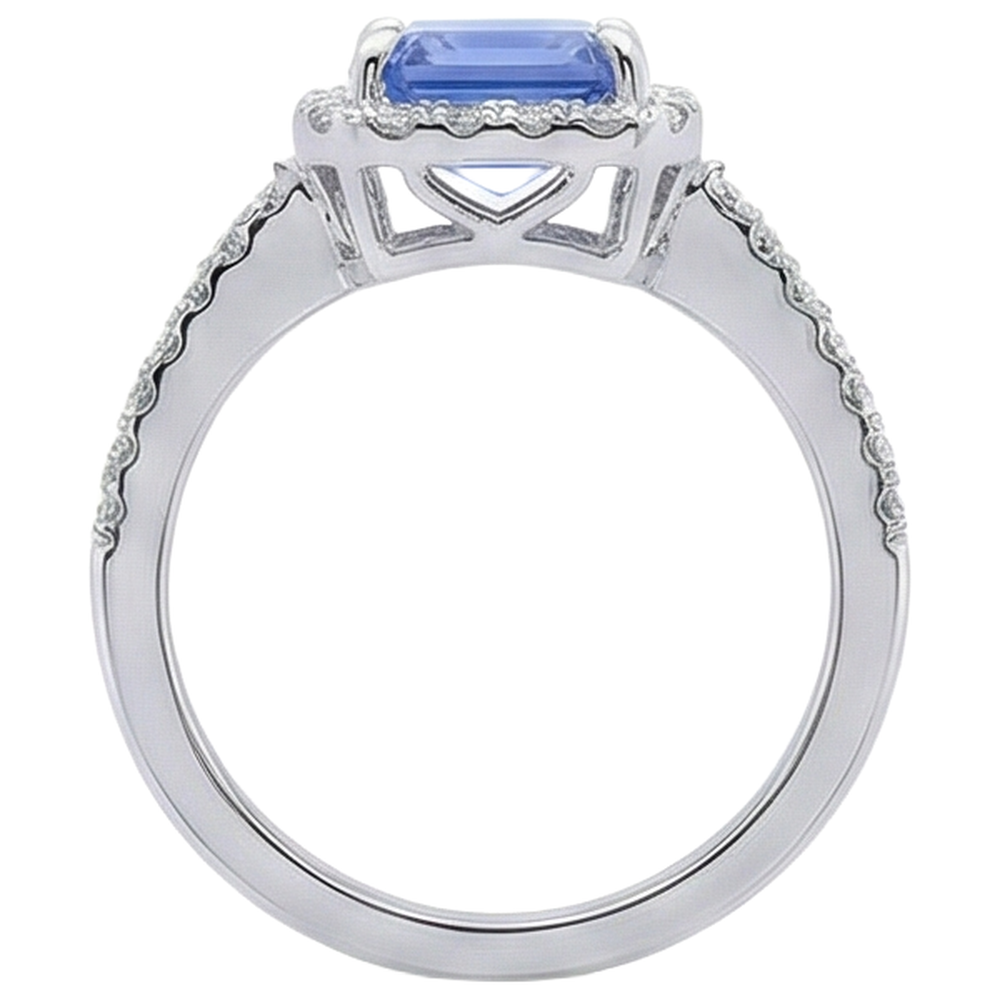 Anello in oro bianco 14 carati con tanzanite e diamanti incastonati 5.80 ct