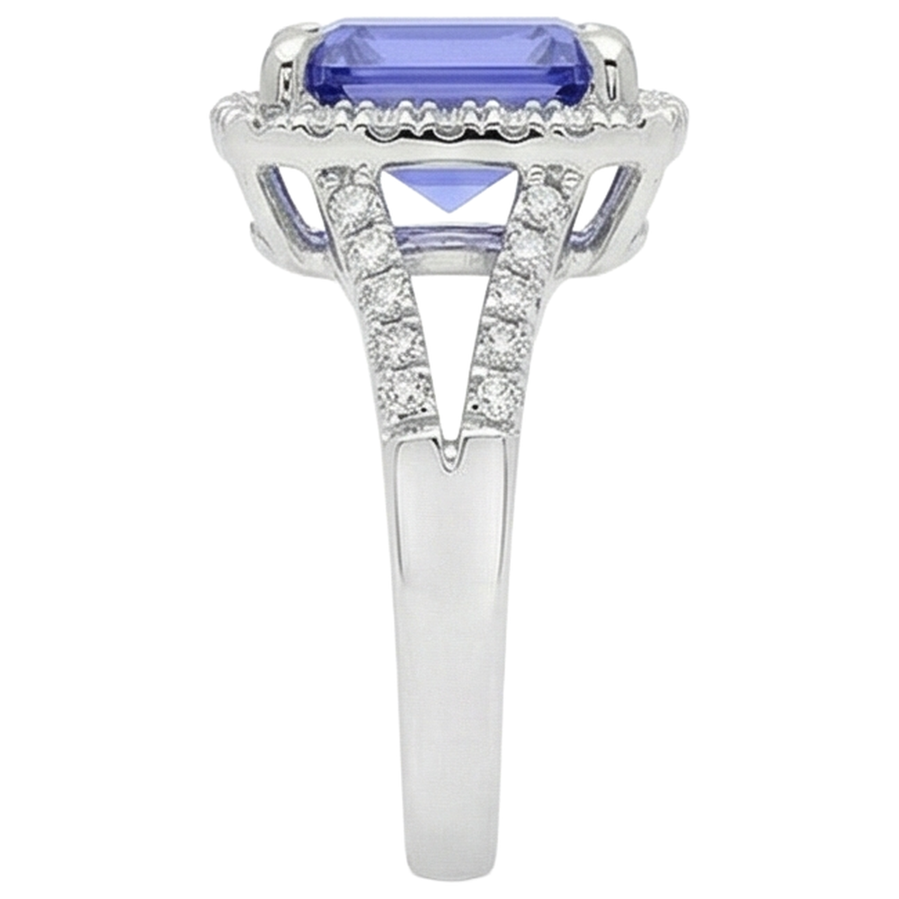 vero round tanzanite 6.85carati anello vista dall'alto