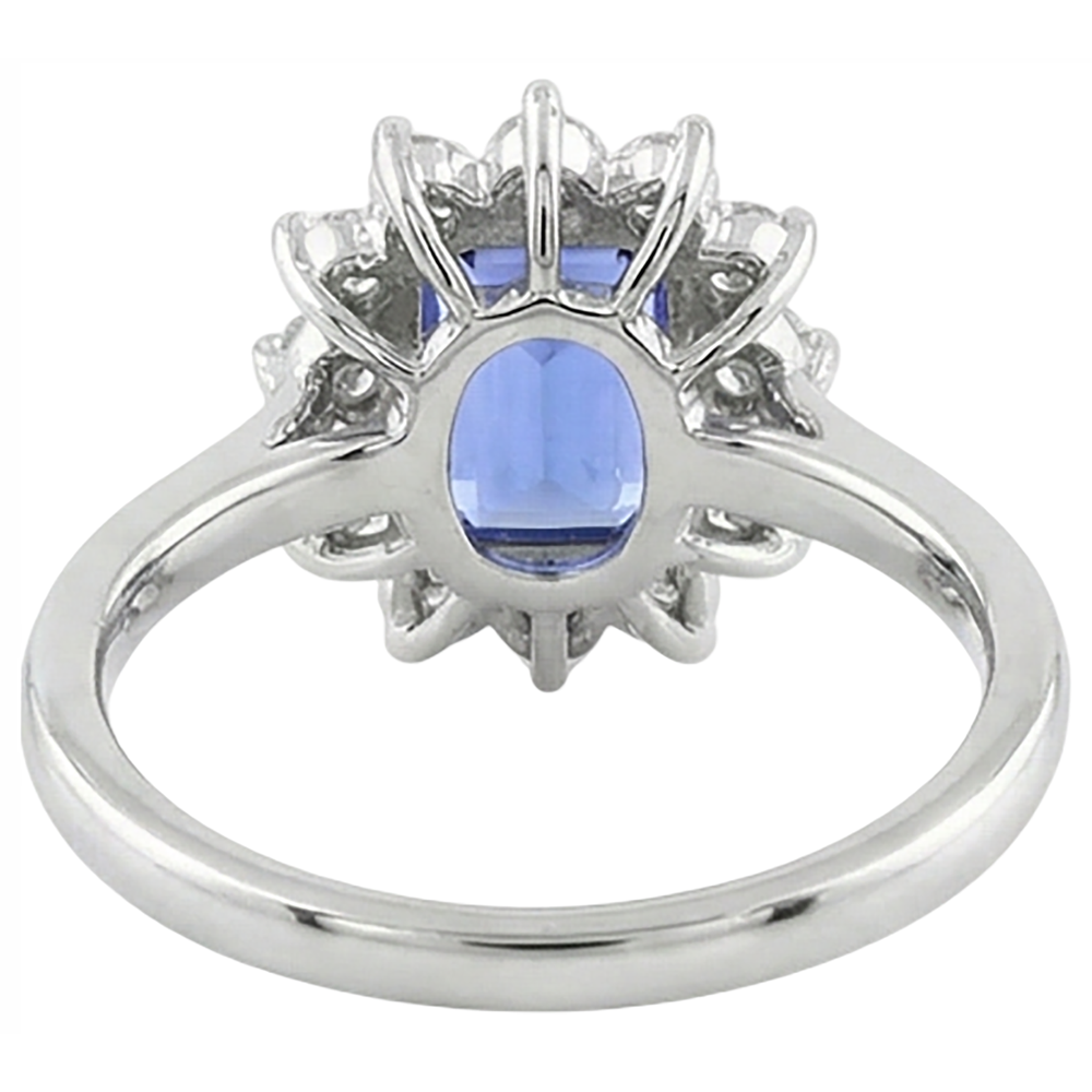 Anello in oro bianco 14 kt con tanzanite e diamanti da 7 kt Novità