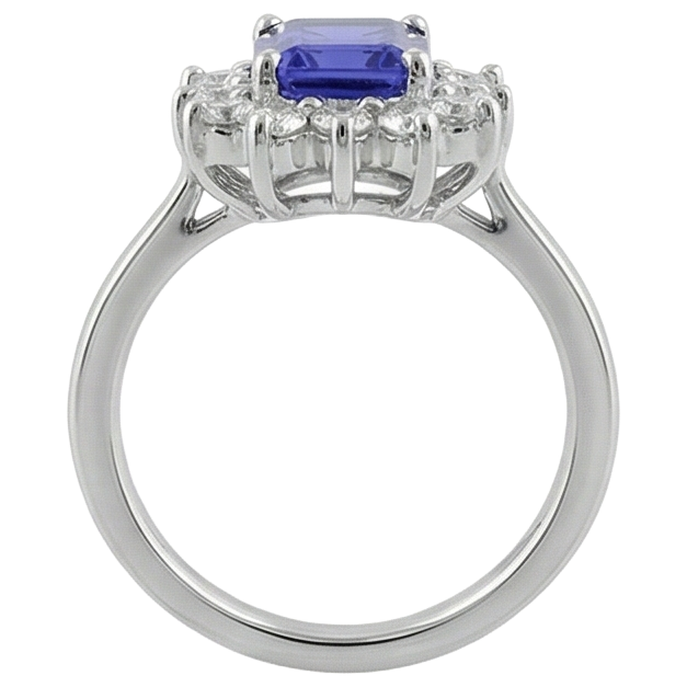 Anello in oro bianco 14K 10.75 carati con tanzanite e diamanti