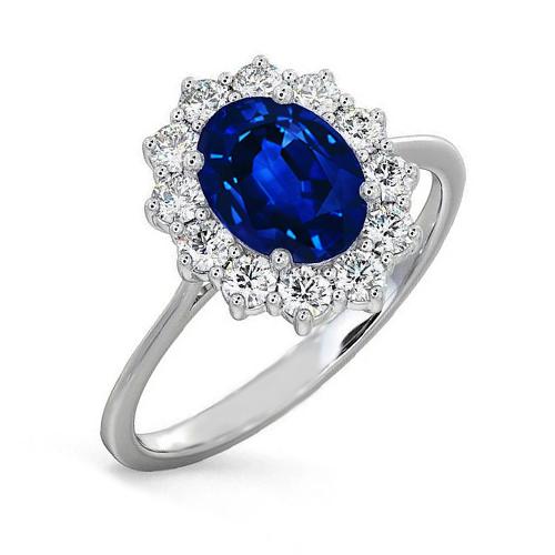 Anello in oro bianco 14 carati con zaffiro di Ceylon e diamanti da 2.40 carati - harrychadent.it