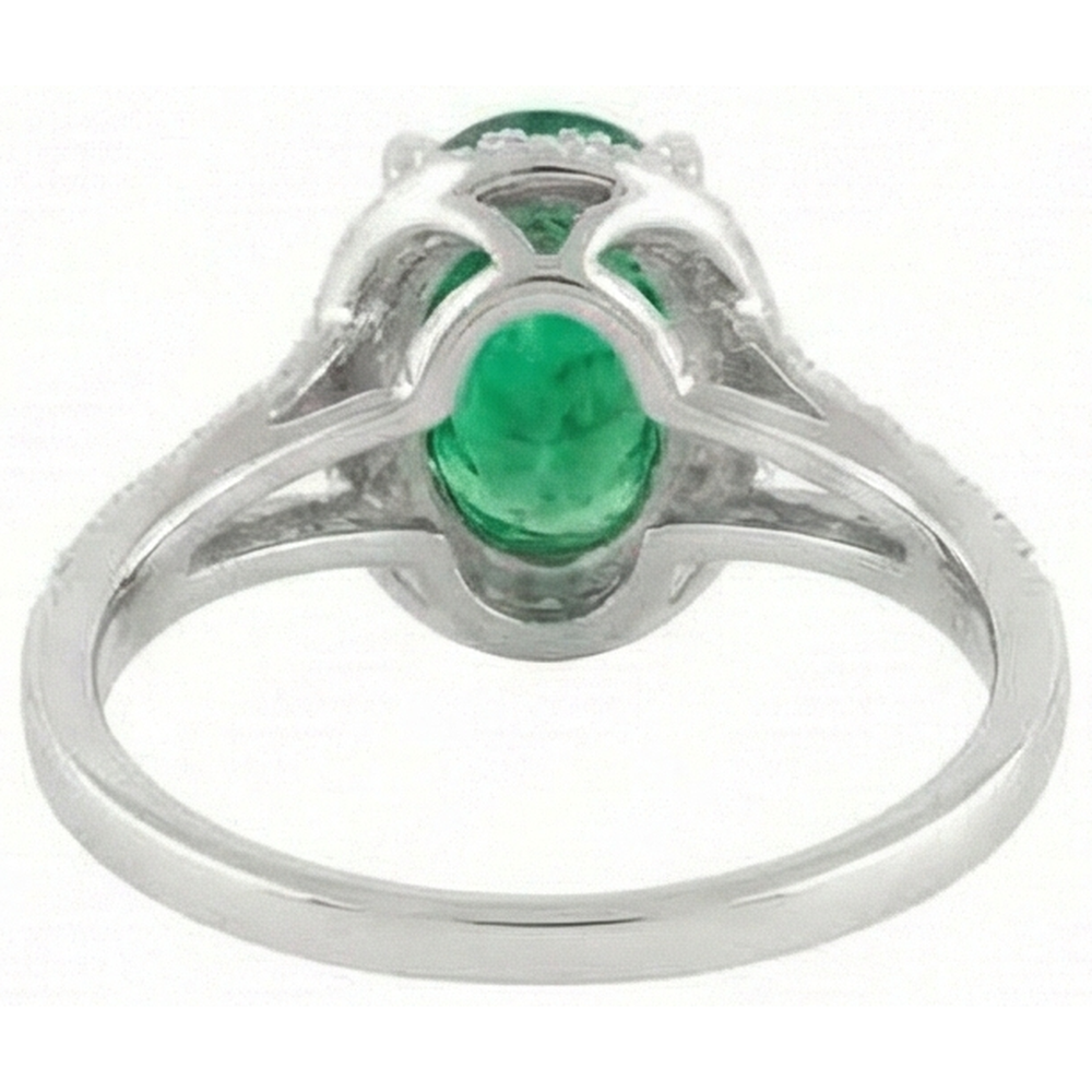 Anello in oro bianco 14K con Verde smeraldo e diamanti da 6.75 carati